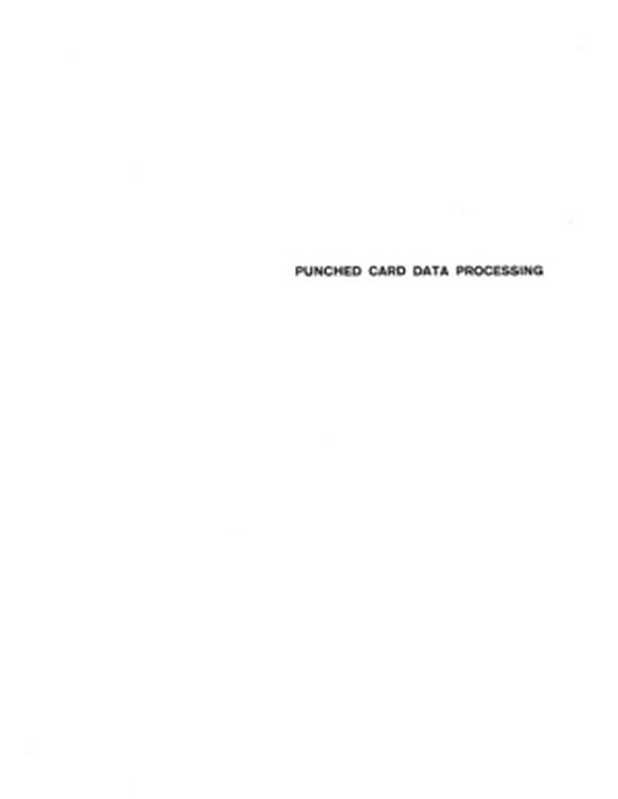 Punched card data processing（Joseph Levy）（New York， McGraw-Hill 1967）