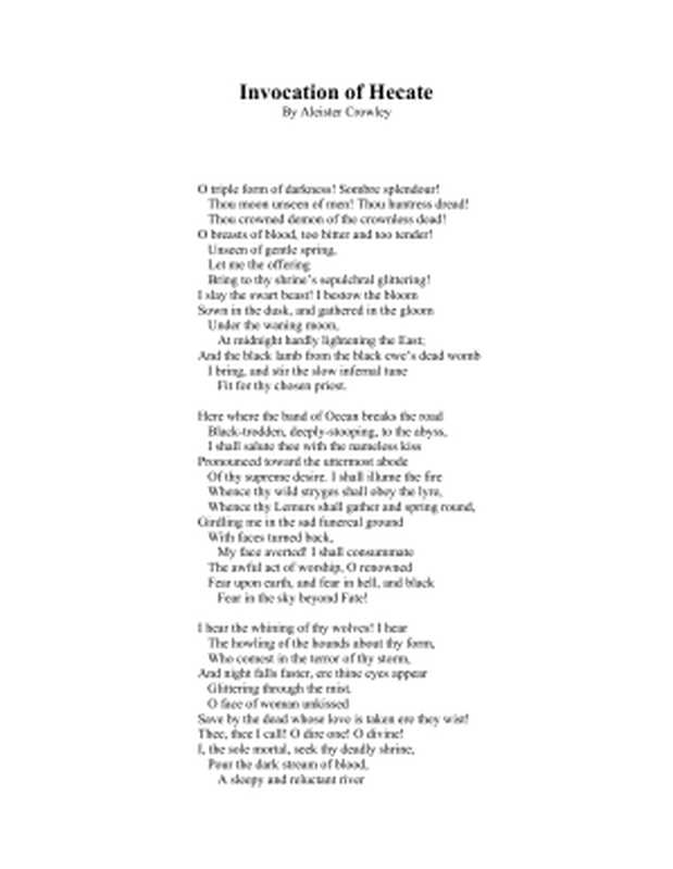 Invocation of Hecate(Crowley Aleister)