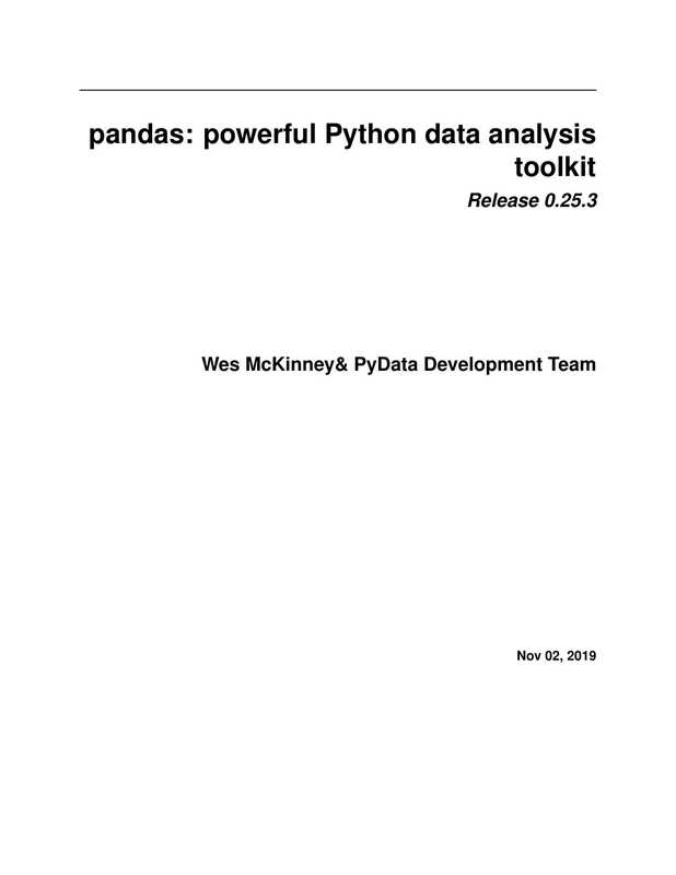 pandas: powerful Python data analysis toolkit(Wes McKinney, PyData Development Team)(2019)