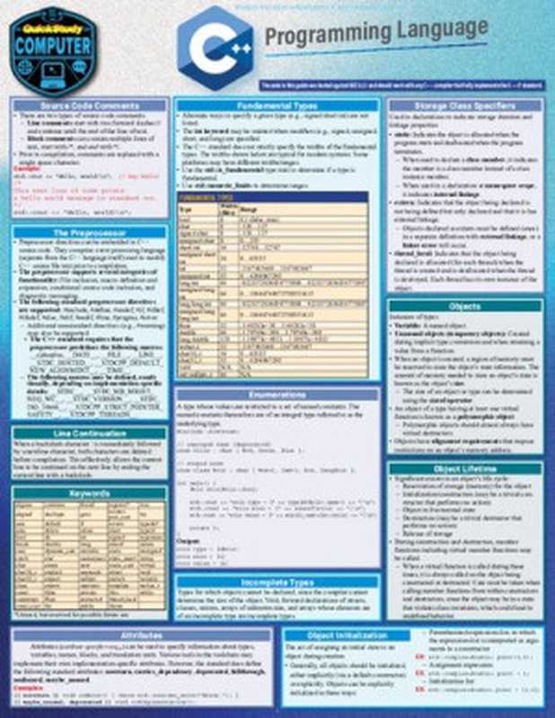 C++ Programming Language： a QuickStudy Laminated Reference（Scott Smith）