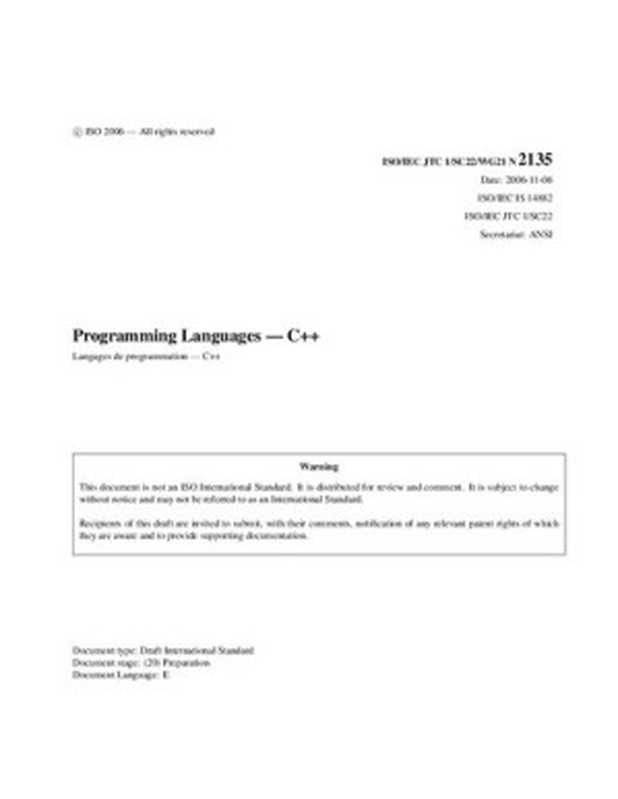International Standard ISO-IEC 14882: Programming Languages: C++(Various)(2006)