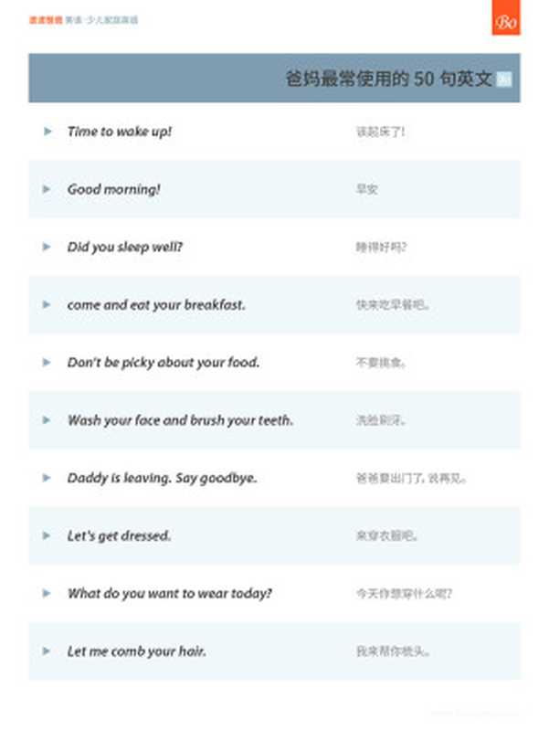 美国家庭万用亲子英语8000句-爸妈孩子最常使用的100句英文 可点读（bobopapa）