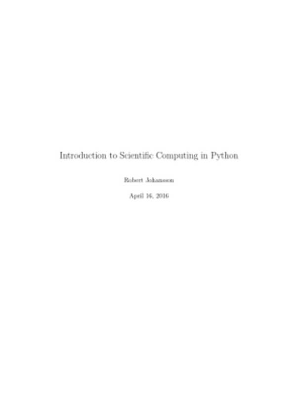 Introduction to Scientific Computing in Python（Robert Johansson）（Unknown 2016）