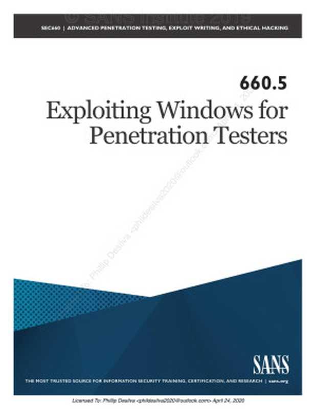 SANS 660.5 - Exploiting Windows for Penetration Testers（SANS Institute）（2020）