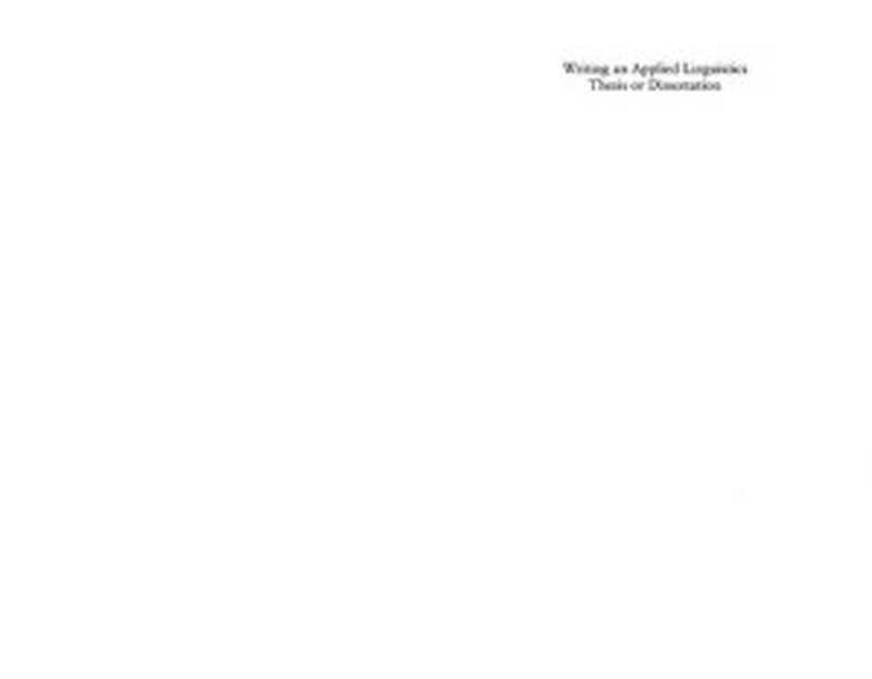 Writing an Applied Linguistics Thesis Or Dissertation  A Guide to Empirical Research（John Bitchener）（Palgrave McMilliam 2010）