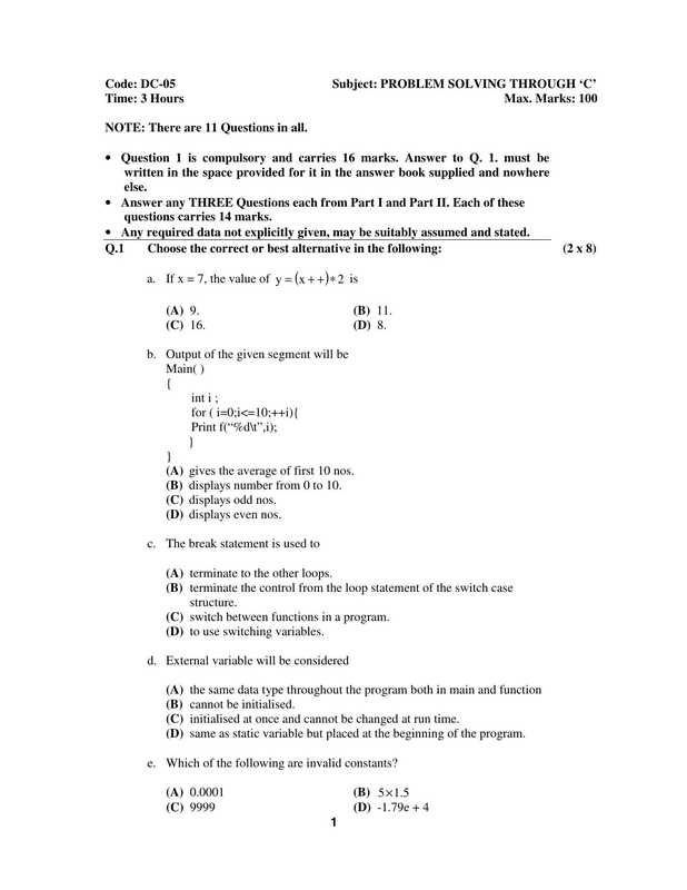 Problem Solving through C (PROBLEM SOLVING THROUGH ‘C’)