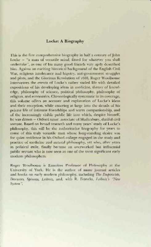 Locke： A Biography（Roger Woolhouse）（Cambridge University Press 2007）