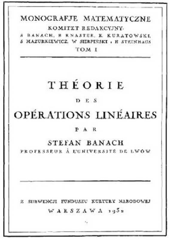 Theorie des operations lineaires(Banach S.)(1932)