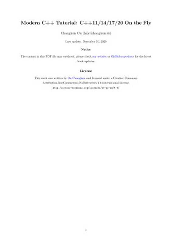 Modern C++ Tutorial： C++11 14 17 20 On the Fly（Changkun Ou ）（https：  changkun.de 2021）