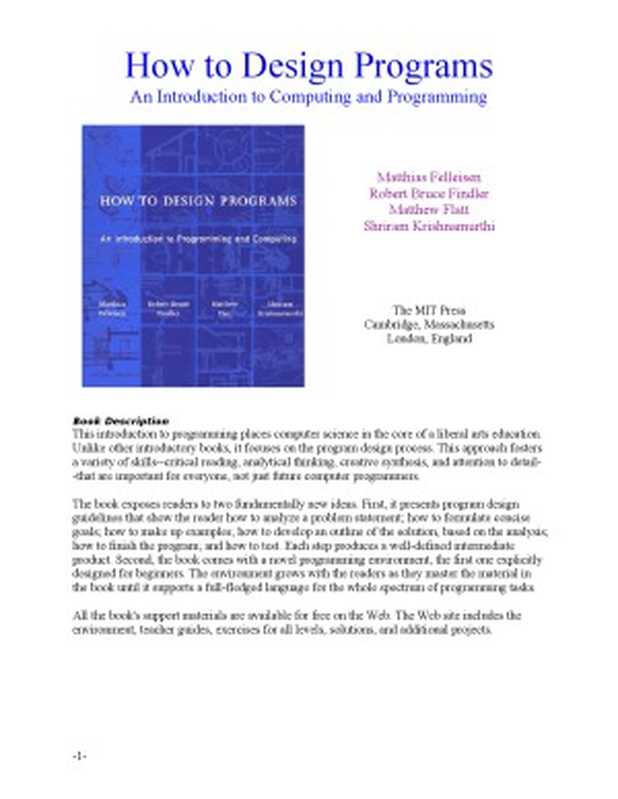 How to design programs.. an introduction to computing and programming (using Scheme)(Felleisen M. Findler R.B. Flatt M. Krishnamurthi S.)(MIT 2002)