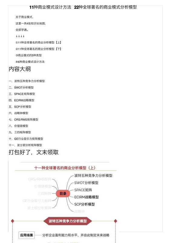 11种商业模式设计⽅法 22种全球著名的商业模式分析模型（Unknown）