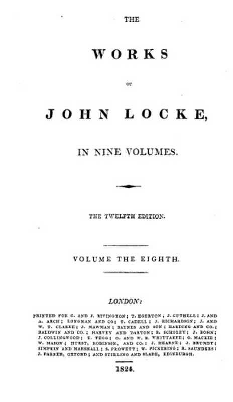 The Works of John Locke in 9 volumes， vol. 8 (1690)（John Locke）