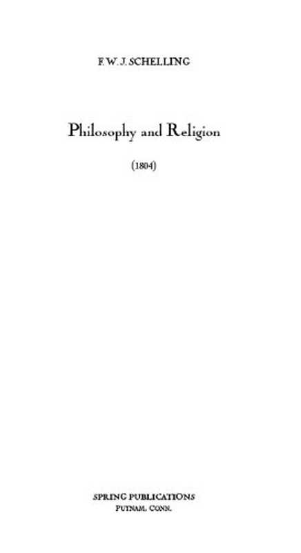 PhilosophyandReligion(1804)（FriedrichWilhelmJosephSchelling）（2010）