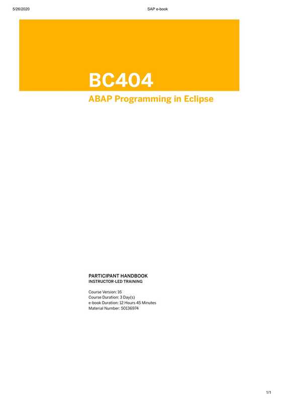 ABAPProgramminginEclipse-BC404（coll.）（SAP2020）