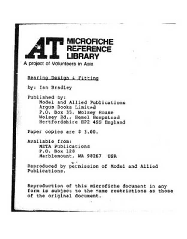 BEARINGDESIGNANDFITTING(NEWREVISEDEDITION)（IanBradley）（ArgusBooksLtd.1976）