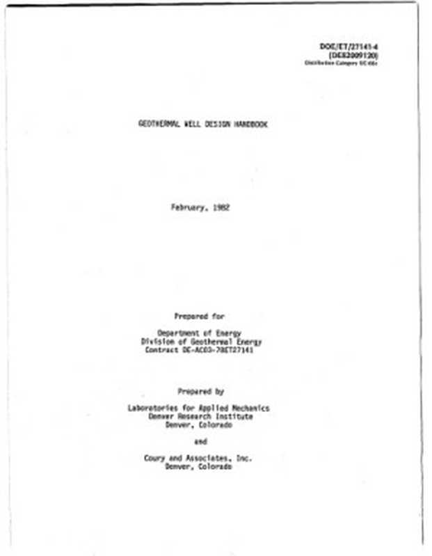 Geothermalwelldesignhandbook(CouryandAssociates.;UnitedStates.Dept.ofEne...)(USDOE1982)