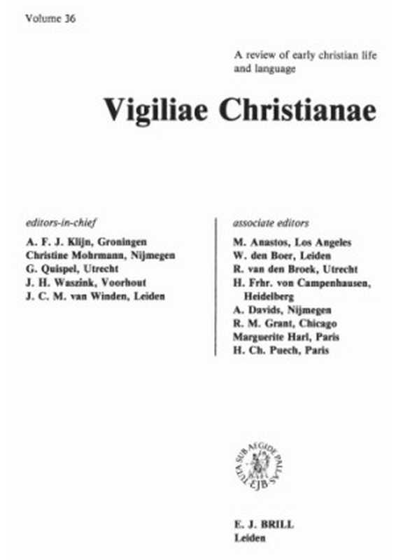 [Journal]VigiliaeChristianaeAReviewofEarlyChristianLifeandLanguage.Vol.36（Journal）（Brill1982）