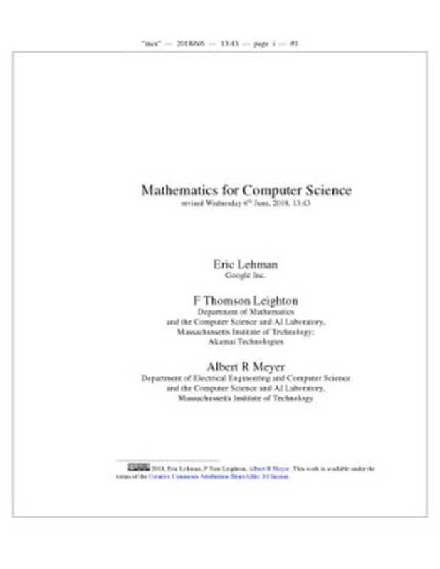 MathematicsforComputerScience（EricLehmanF.ThomsonLeightonAlbertR.Meyer）（MIT2018）