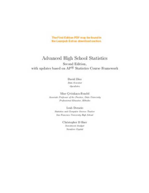 AdvancedHighSchoolStatistics（DavidDiezMineCetinkaya-RundelLeahDorazioC...）（2019）