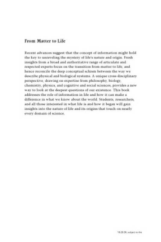 FromMattertoLifeInformationandCausality(SaraImariWalker;PaulC.W.Davies;GeorgeF.R....)(CambridgeUniversityPress2017)