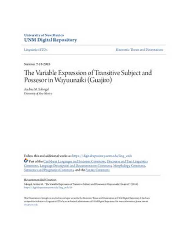 TheVariableExpressionofTransitiveSubjectandPossessorinWayuunaiki(Guajiro)(AndrésM.SabogalValencia)(2018)