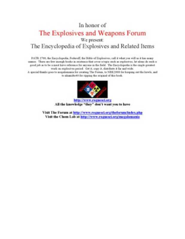 EncyclopediaofExplosivesandRelatedItems(Vol07)(U.S.ArmyResearchandDevelopmentCommand.TACOM...)(PicatinnyArsenal1999)